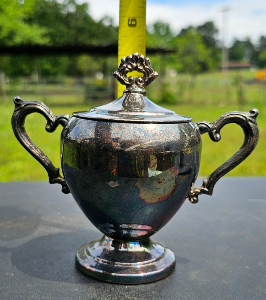 Vintage Silver Sugar Bowl Original Surface