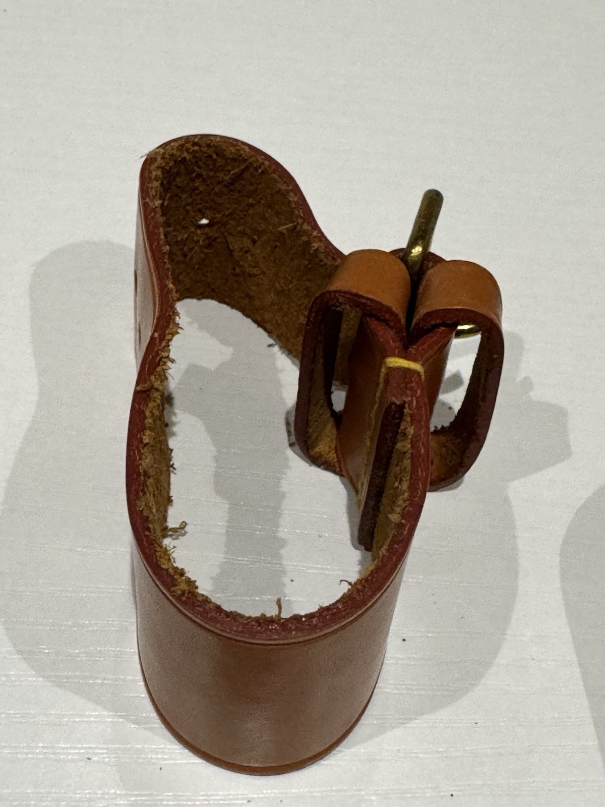 Louis Vuitton Brown Leather Luggage Tag with Belt/Strap Excellent Condition