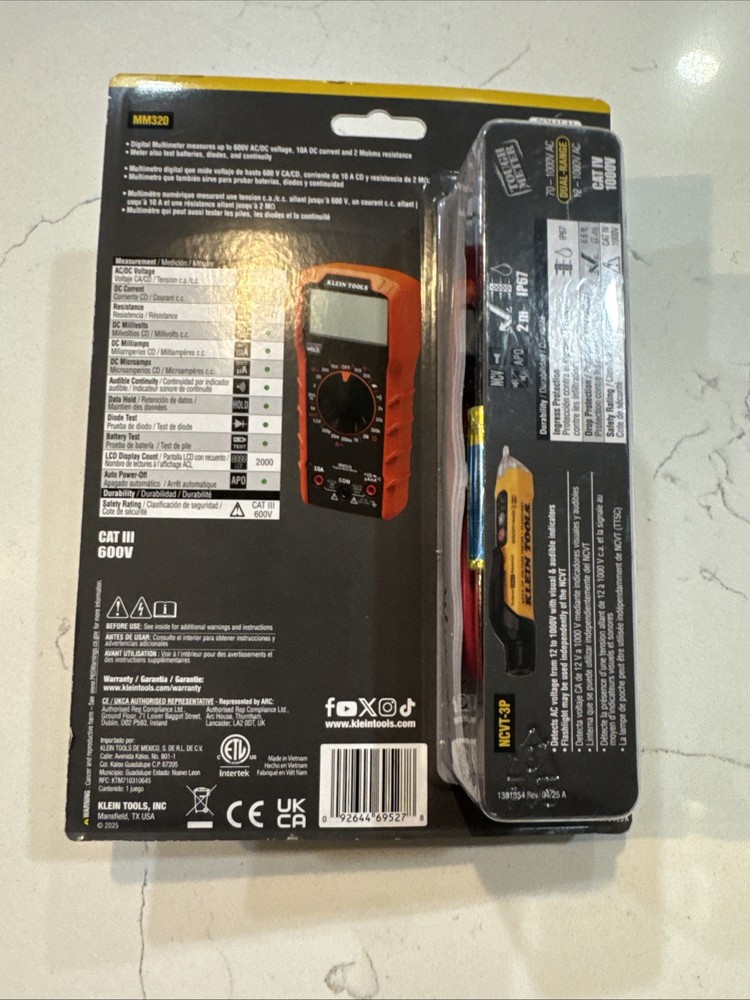 Klein Tools MM320 Electrical Test Kit, Multimeter NCVT-3P - New