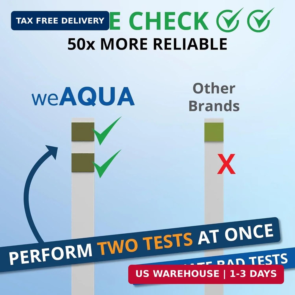Water Hardness Test Kit - DoubleCheck 50 Strips - Hard Water Testing Kit