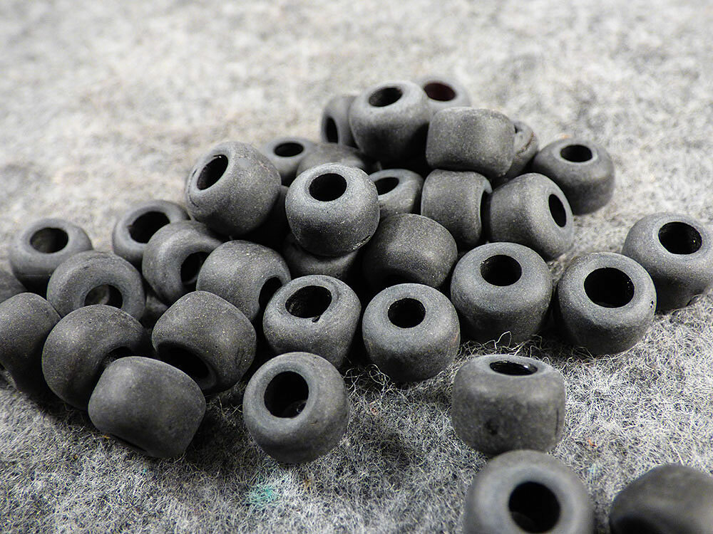 (10) Crow Indian Original Matte Black Padre Glass Trade Beads Fur Trade Era