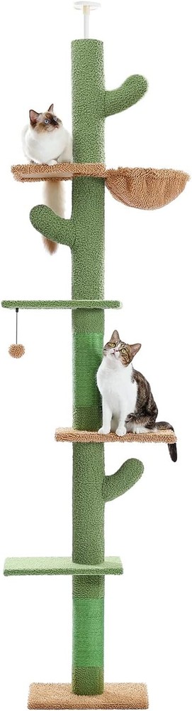 Cat Tree, Cactus Floor to Ceiling Cat Tower with Adjustable
