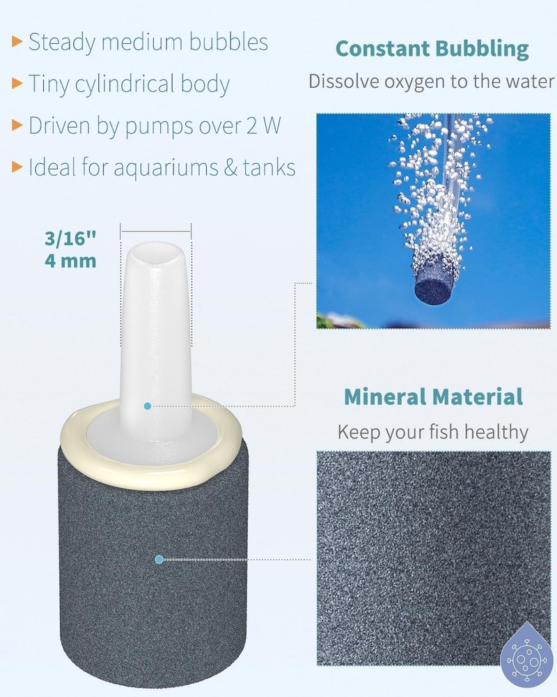 Tiny Yet Powerful 0.6 Inch Air Stone Diffuser - 12 Units for Aquatic Vitality