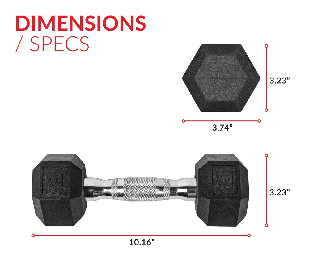 Barbell, 8lb Rubber Hex Dumbbell, Single