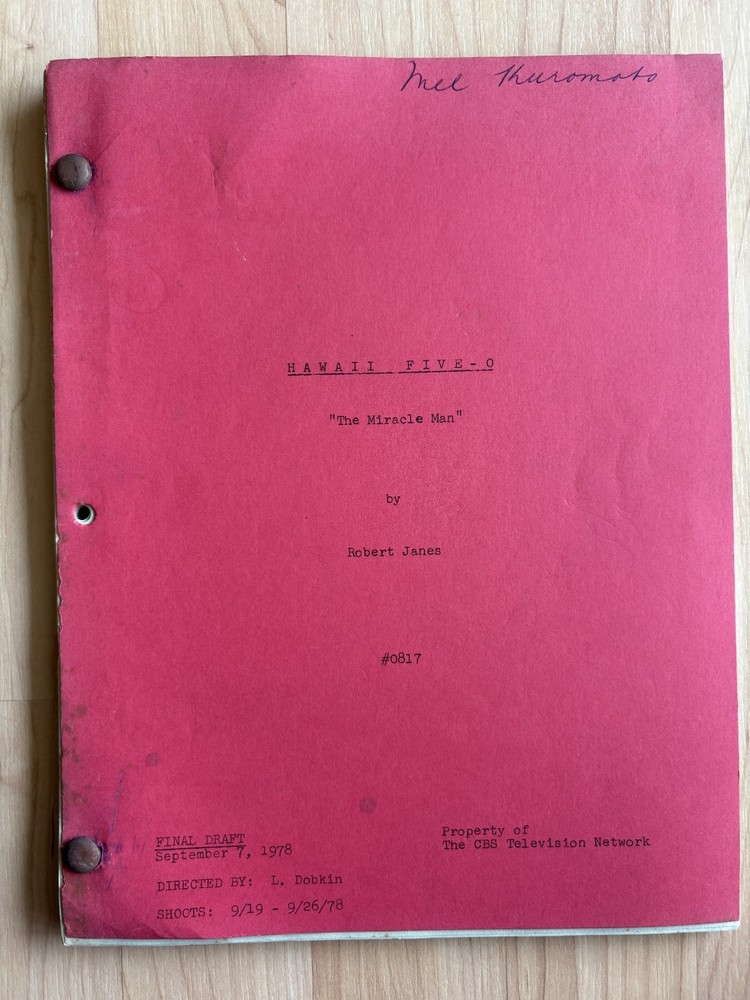 Hawaii Five-O 'The Miracle Man' Original Script Final Draft 1978