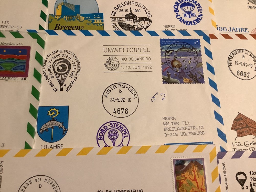 United Nations Airship Balloon post covers 15 items Ref A1090