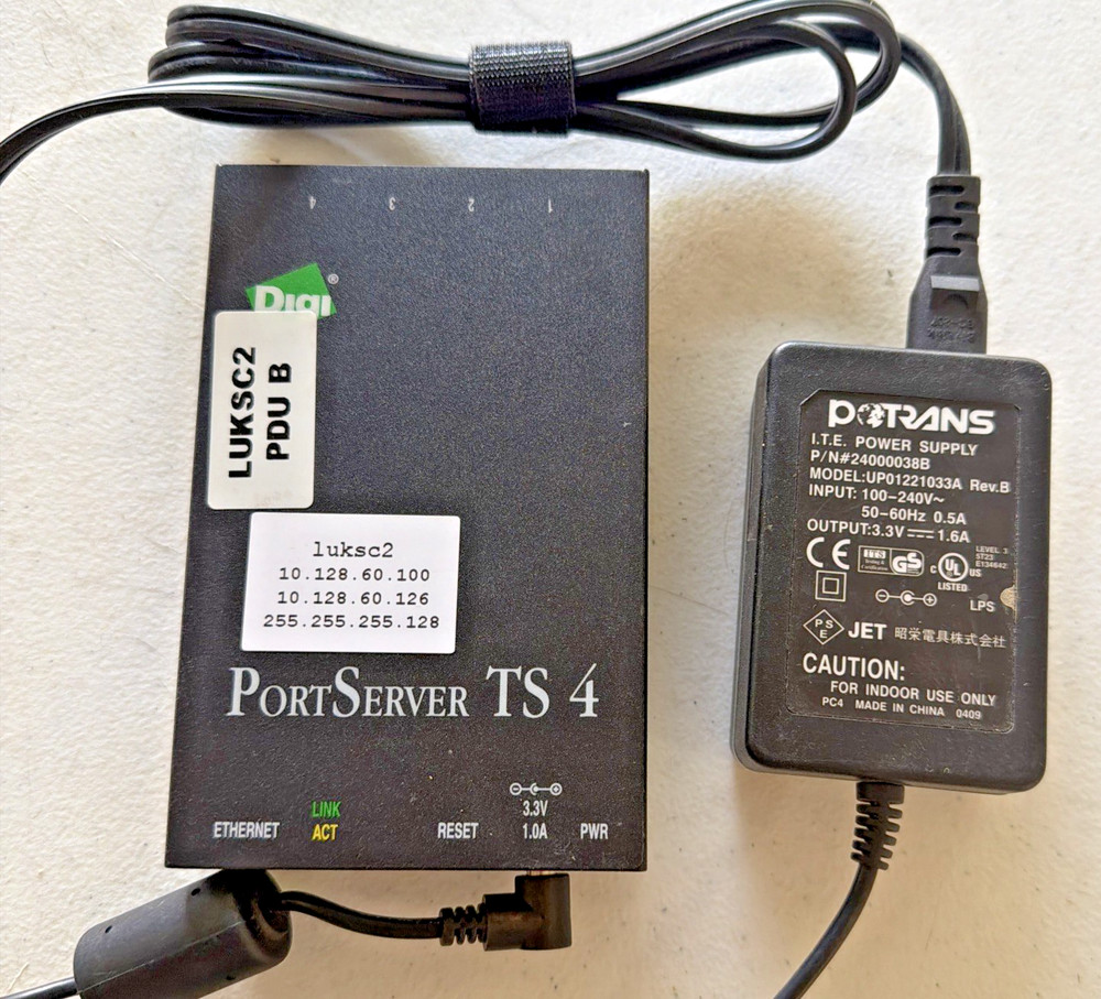 Digi PortServer TS 4 Serial Device Server Tested Working w/ AC Power Adapter