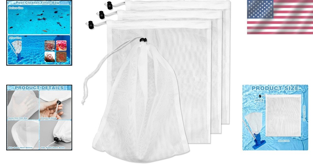 4Pcs Pool Leaf Vacuum Bags - Effective Debris Filter for Ponds & Pools