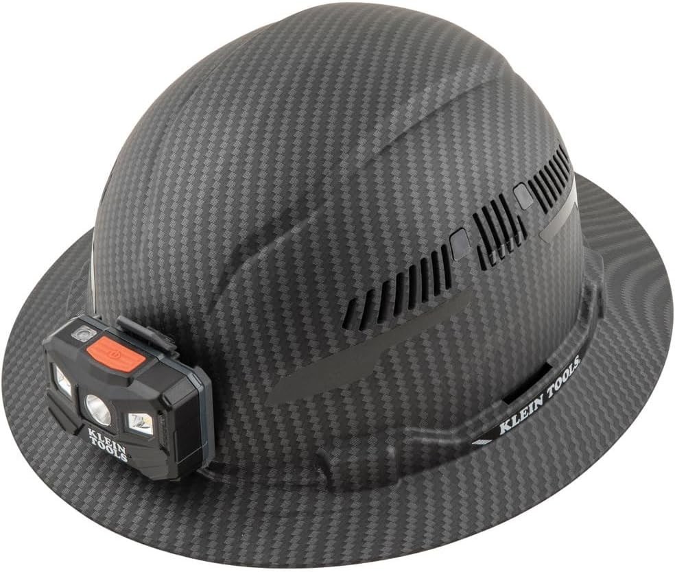 Klein Tools 60347 Vented Hard Hat, Full Brim, Rechargeable Lamp, KARBN Pattern