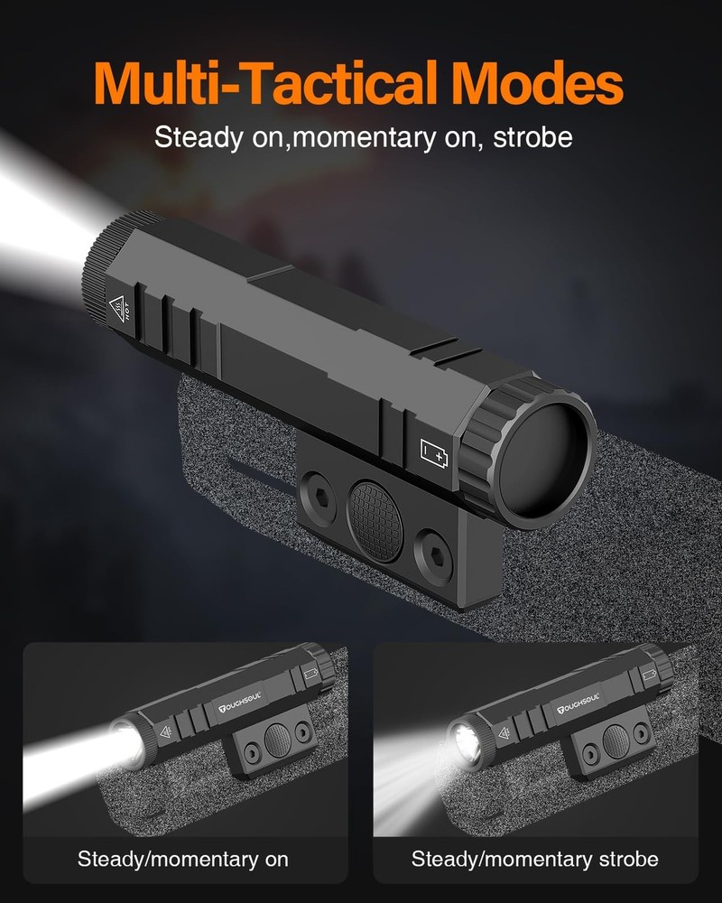 TOUGHSOUL Mlok Flashlight 1450 Lumen with Momentary Strobe Function Light Rep...