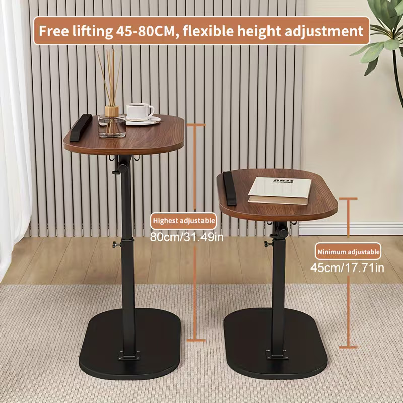 Adjustable Rolling Laptop Desk Table Mobile Foldable Computer Stand for Bed Sofa