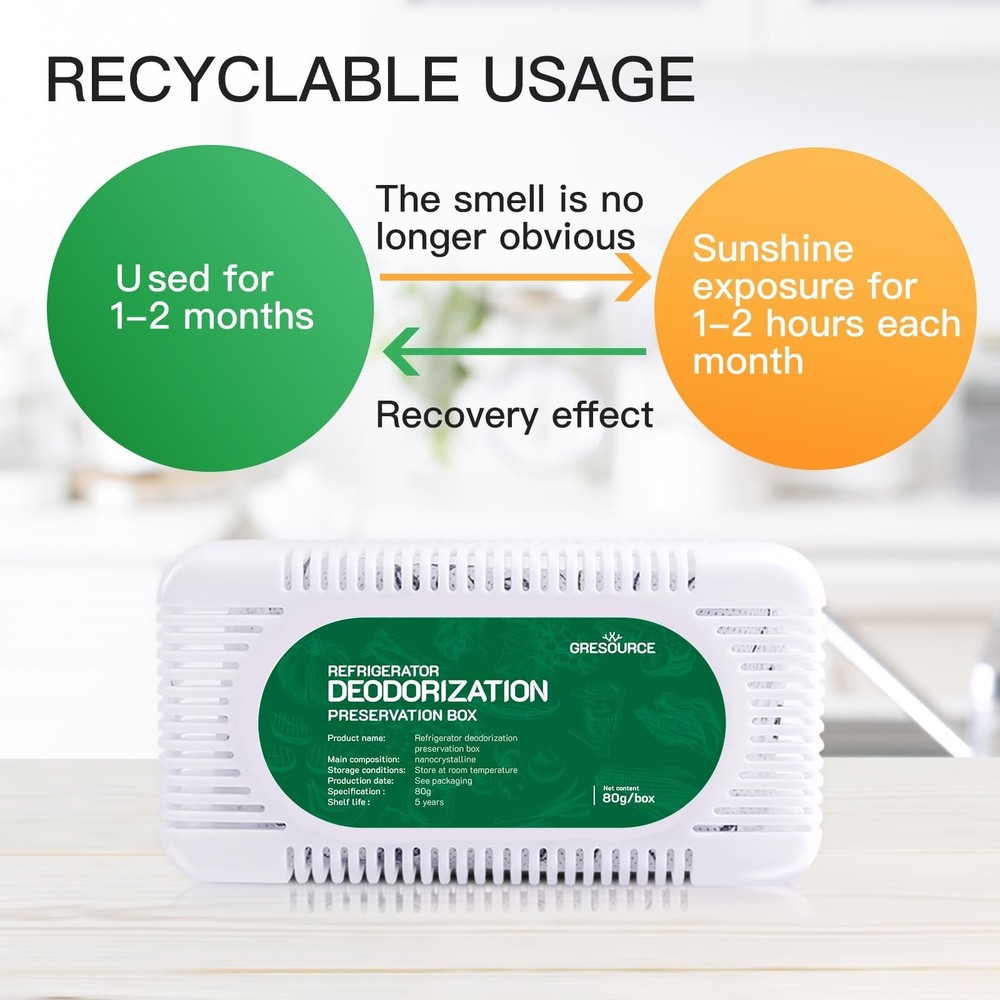 6 Pack Fridge Deodorizer, Refrigerator and Freezer Deodorizer Odor Eliminator...