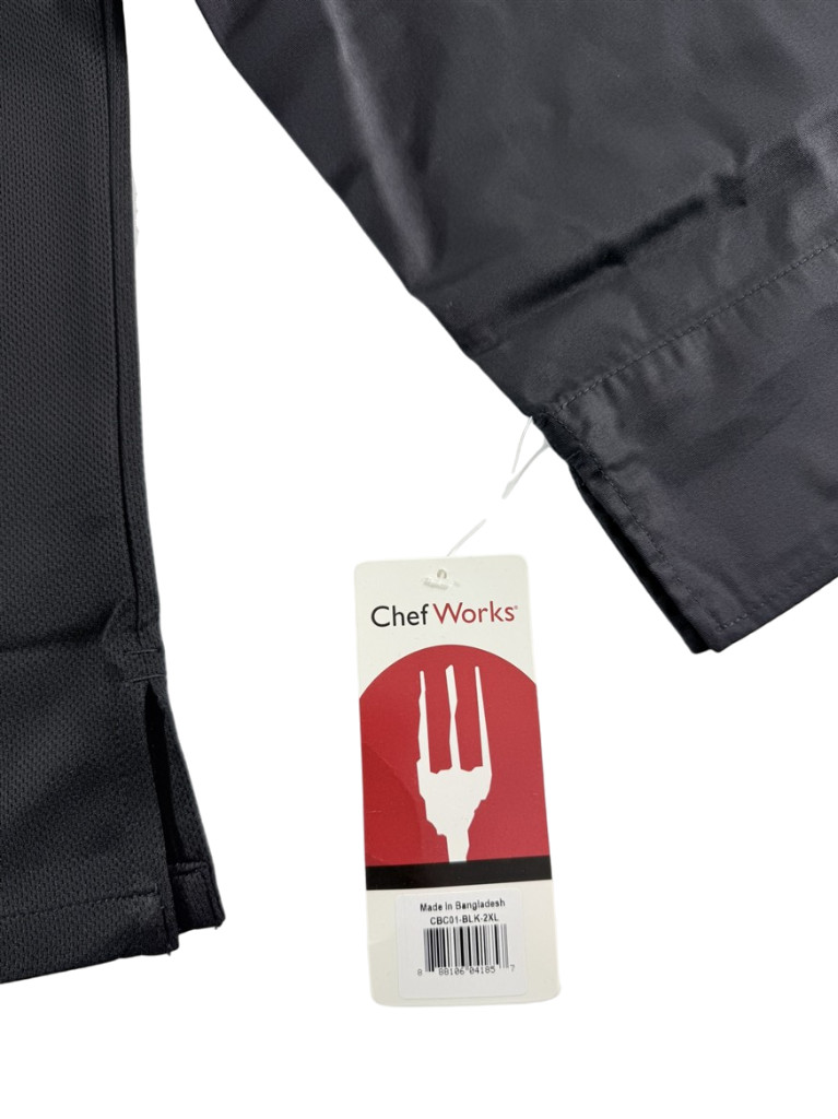 Chef Works NEW Black Bowden Long Sleeve Mens 2XL Chef Coat CBC01 Double Breasted