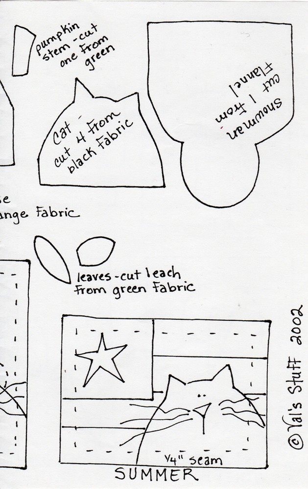 Val's Stitchin' Stuff Needlecraft Applique Pattern # A008 "Kitty's Four Seasons"