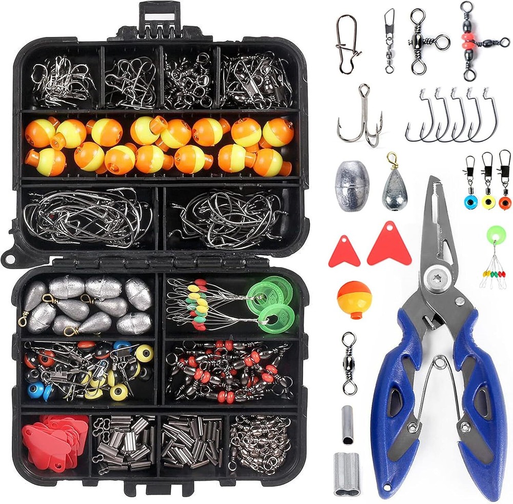 263 Piece Fishing Accessory Set w/ Tackle Box, Includes Pliers