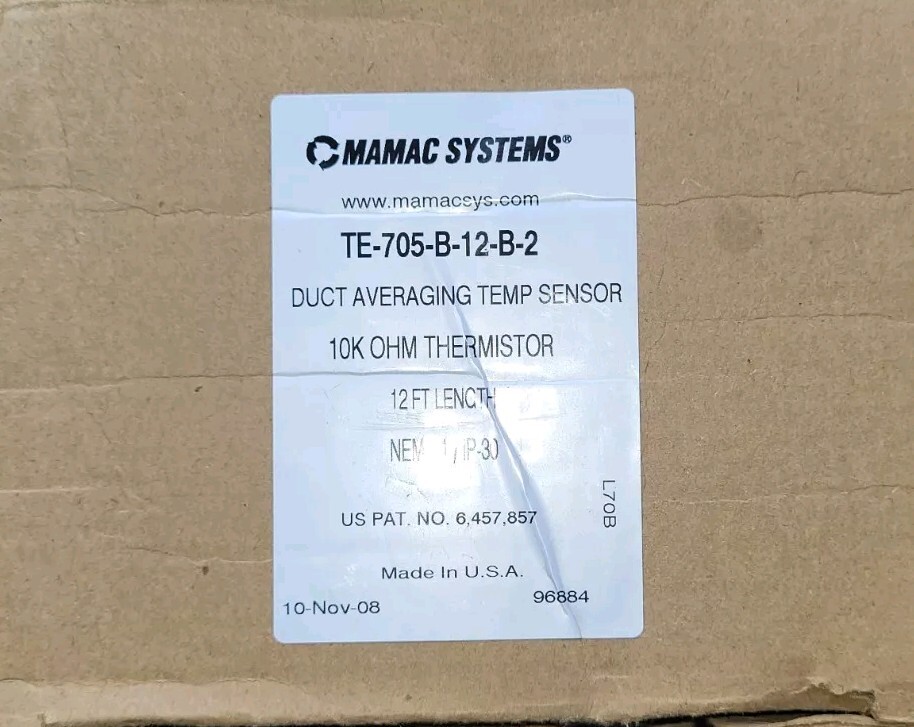 Mamac Systems TE-705-B-12-B-2 Duct Averaging Temp Sensor