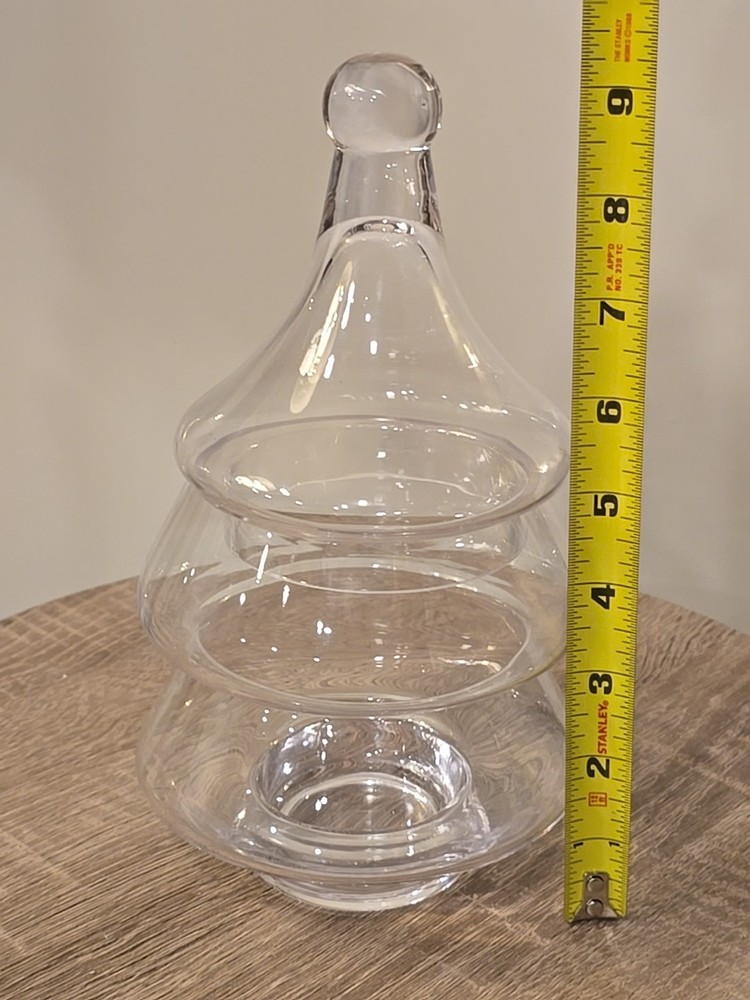 Vintage Clear Glass Tree Apothecary Candy Jar with Lid 9".