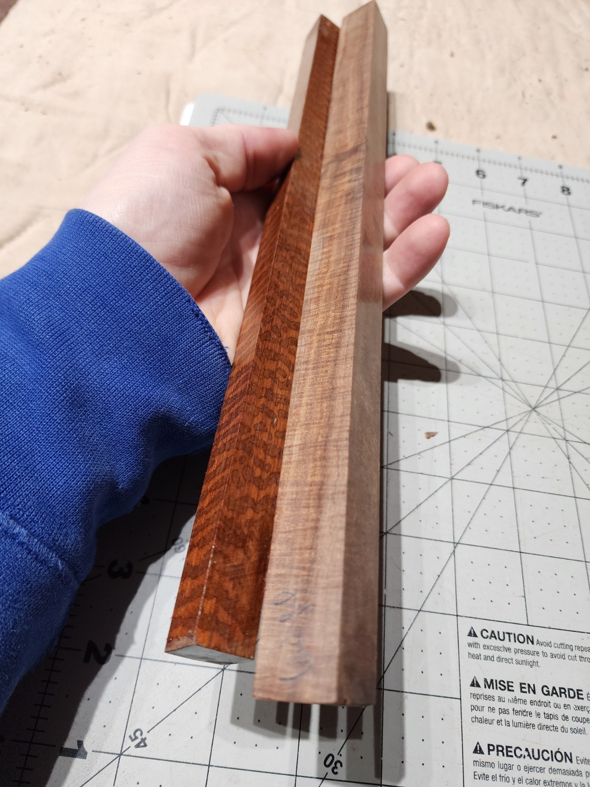Two Long Pen Or Wand Blanks, Snakewood And Ringed Gidgee