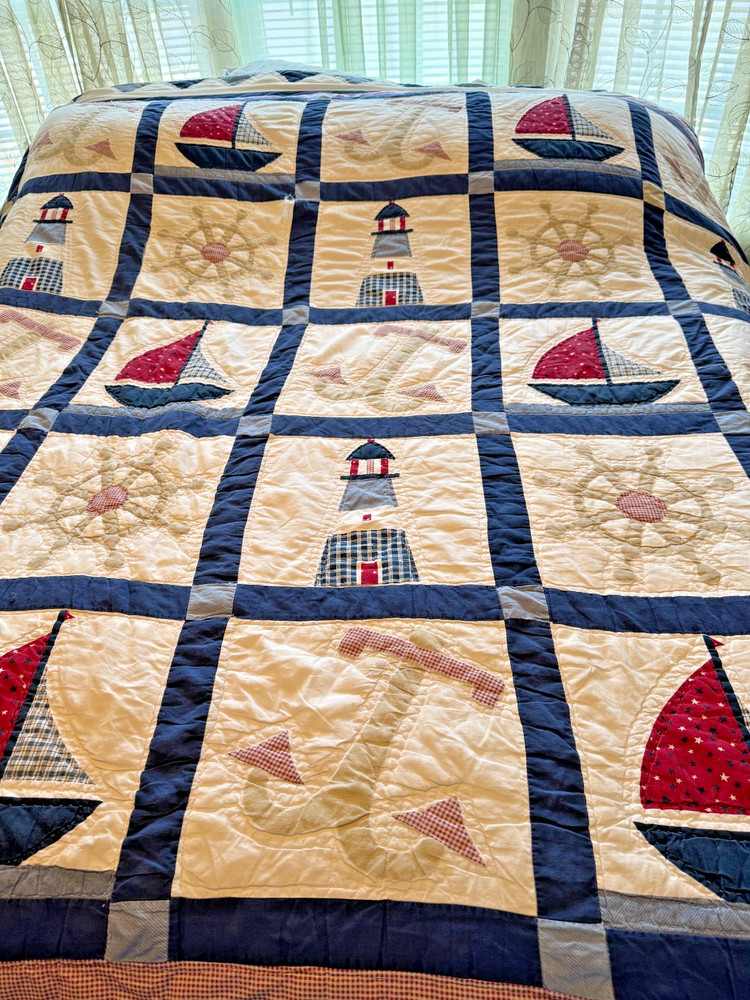 Handmade Nautical Queen Size Quilt