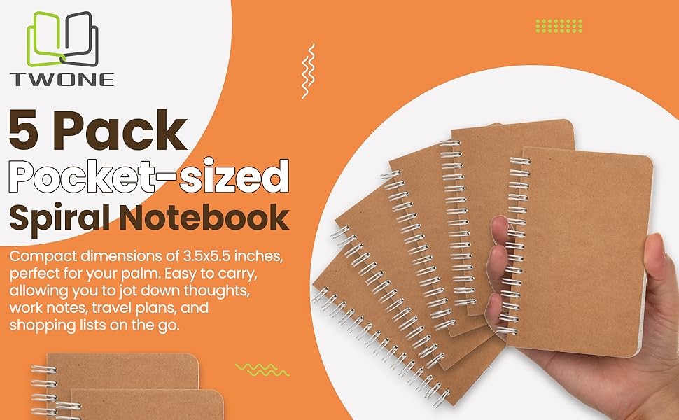 Spiral Notebook, Small Poet Size Notebooks for Writing Ding