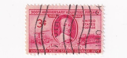 STAMP US SCOTT 971 "Volunteer Firefighters" 3 CENT 1948 USED FANCY CANCEL - D