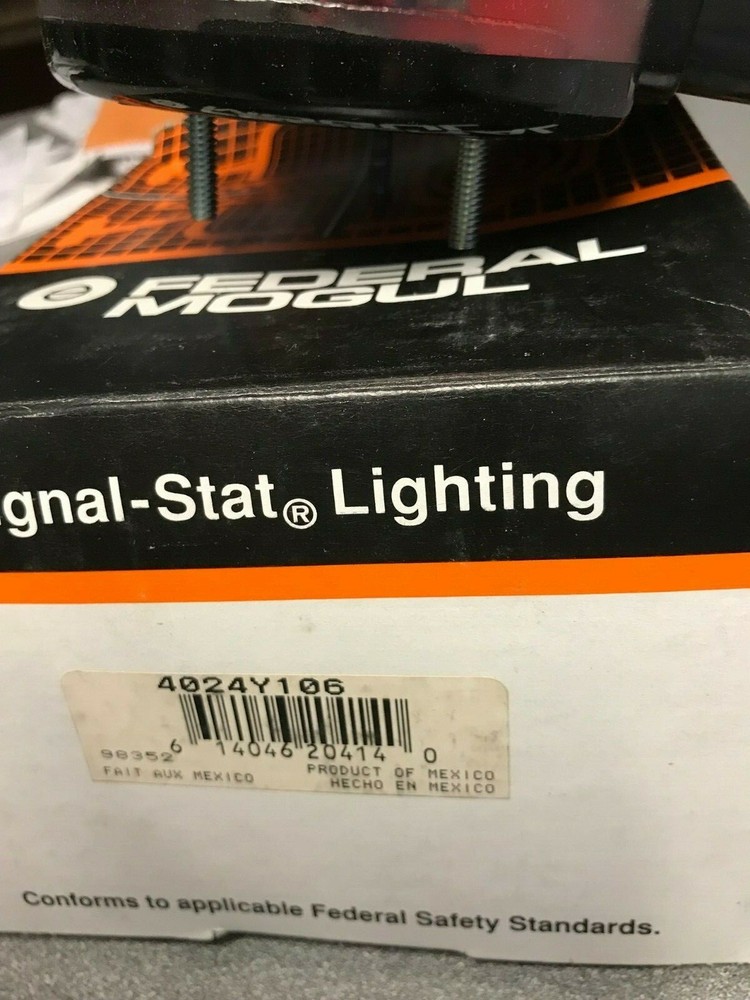 5014Y106 Signal-Stat 5"x 6" Red/Clear Rectangular Stud Mount Tail Light, New