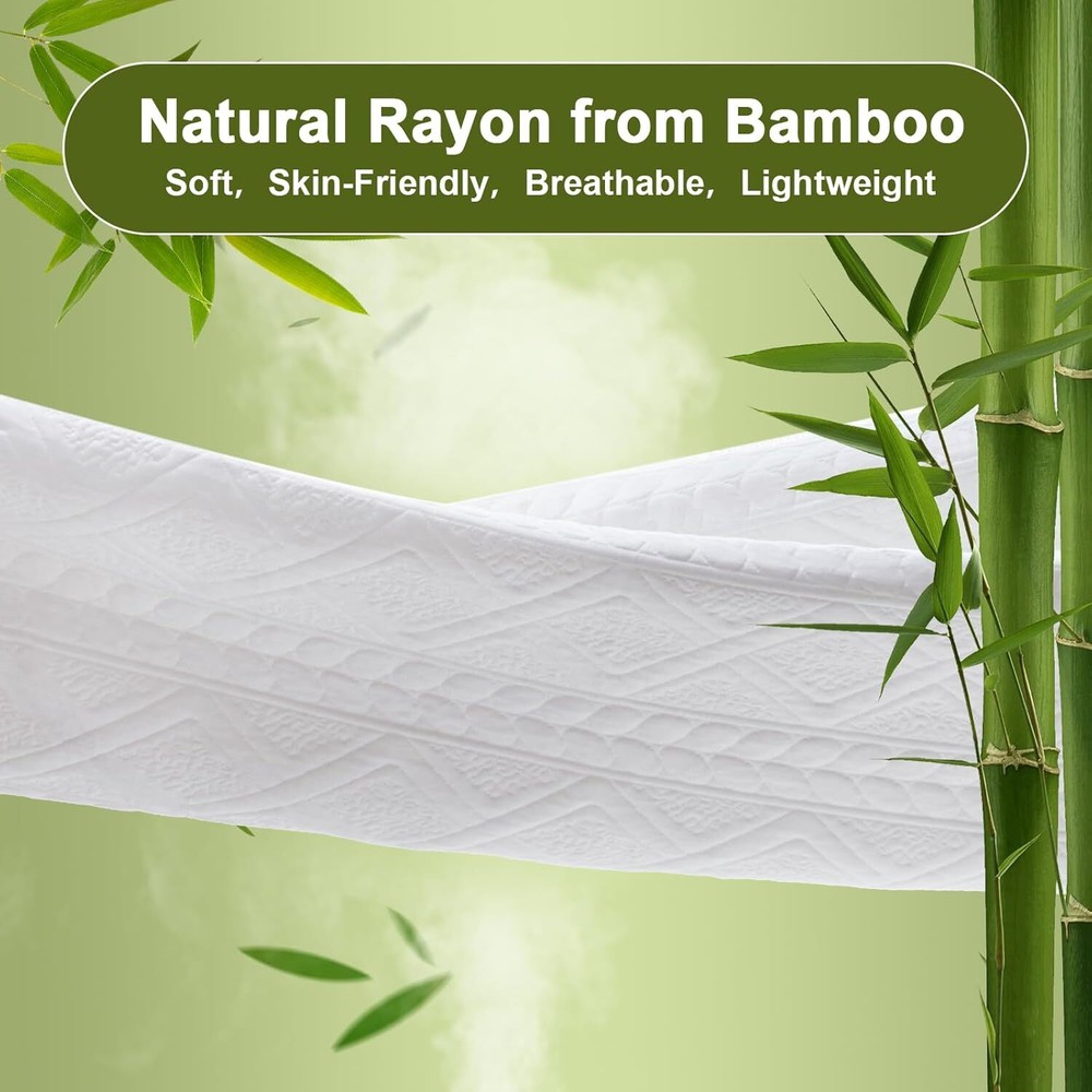Waterproof Bamboo Mattress Protector Fitted Deep Pocket Cooling Surface New