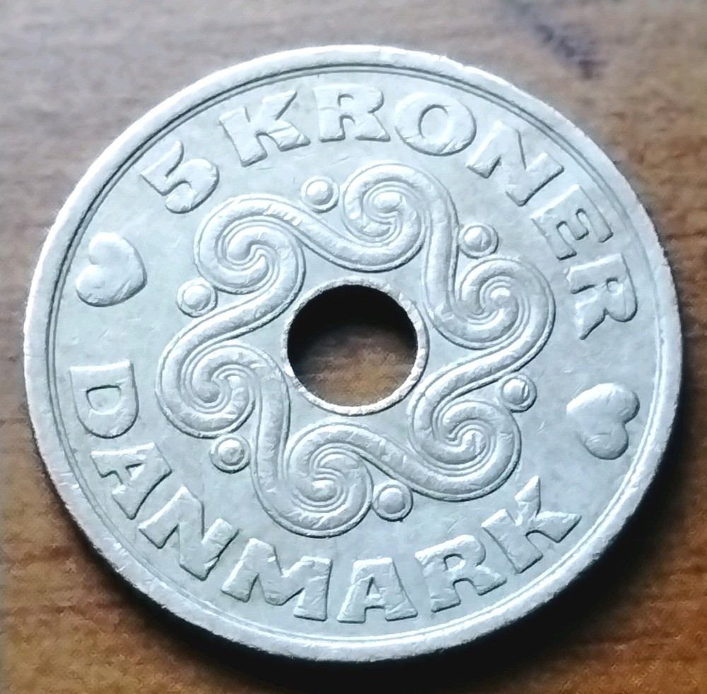 1990 Denmark Five Kroner Coin