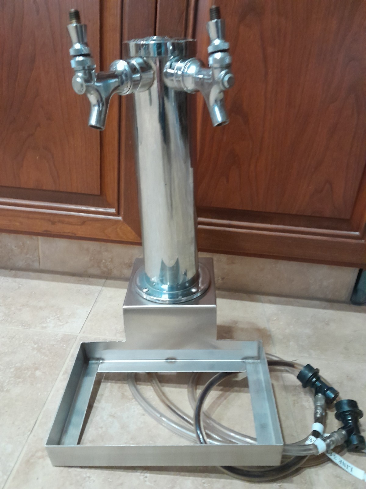 Micro Matic 3" Column Tower  2 Faucets  Draft Beer Tap With Drain Tray Clamp-on