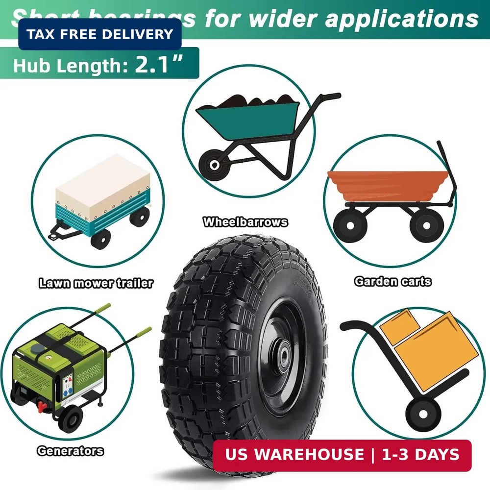 12'' Flat Free Tires Rubber Replacement Solid Tire and Wheel Assemblies for Hand
