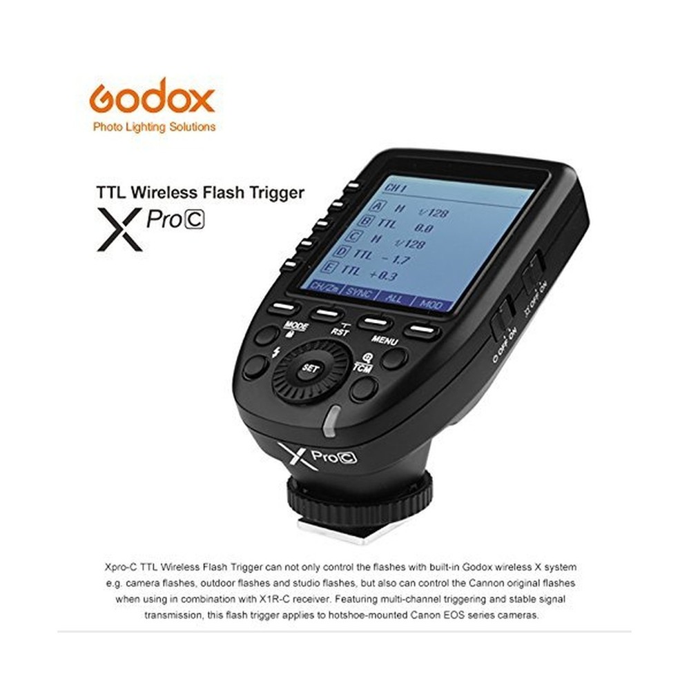 Godox Xpro-C TTL Wireless Flash Trigger Compatible for Canon EOS Cameras, Sup...