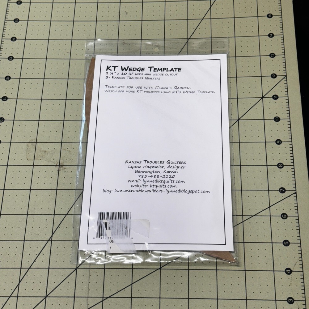 KT Wedge Template Quilt Pattern 2 1/4"x10 1/2" Instruction