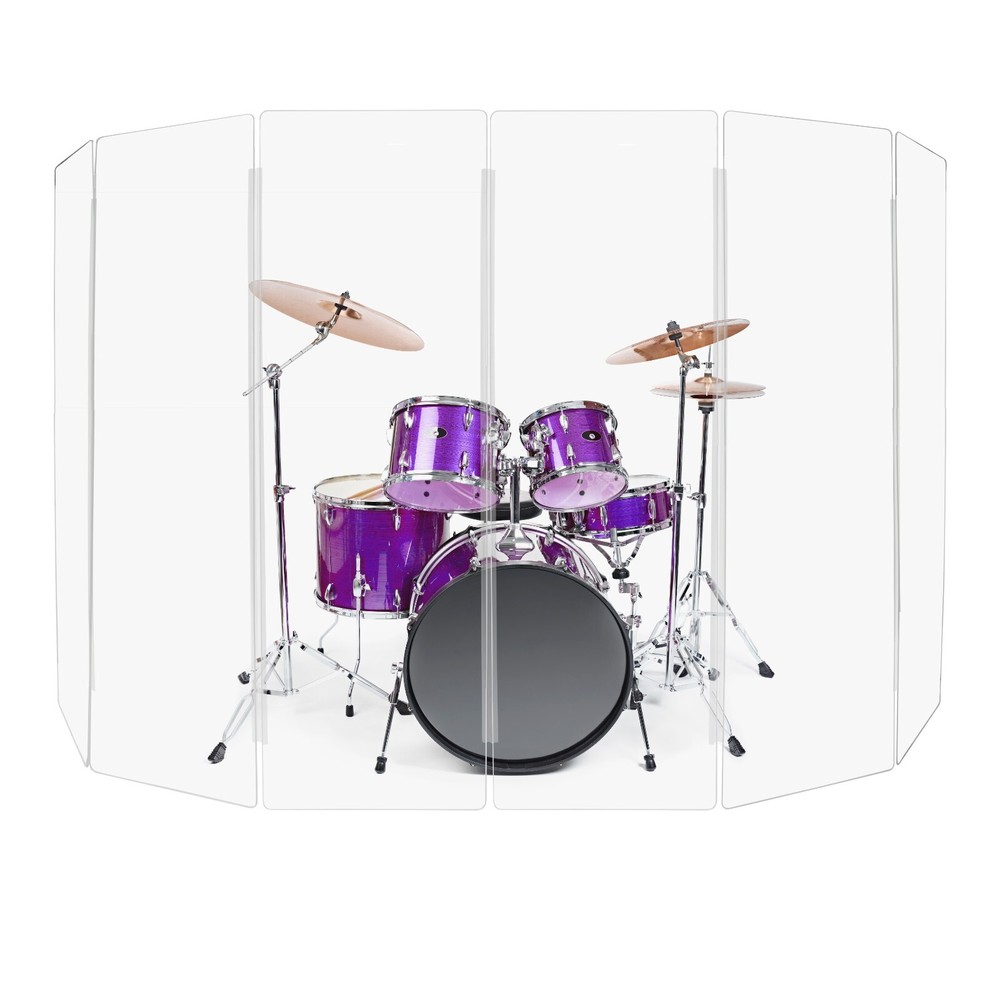 Drum Shield Premium Acrylic Drum Screen - 6 Panels 2ft x 7ft with Plastic Hinges