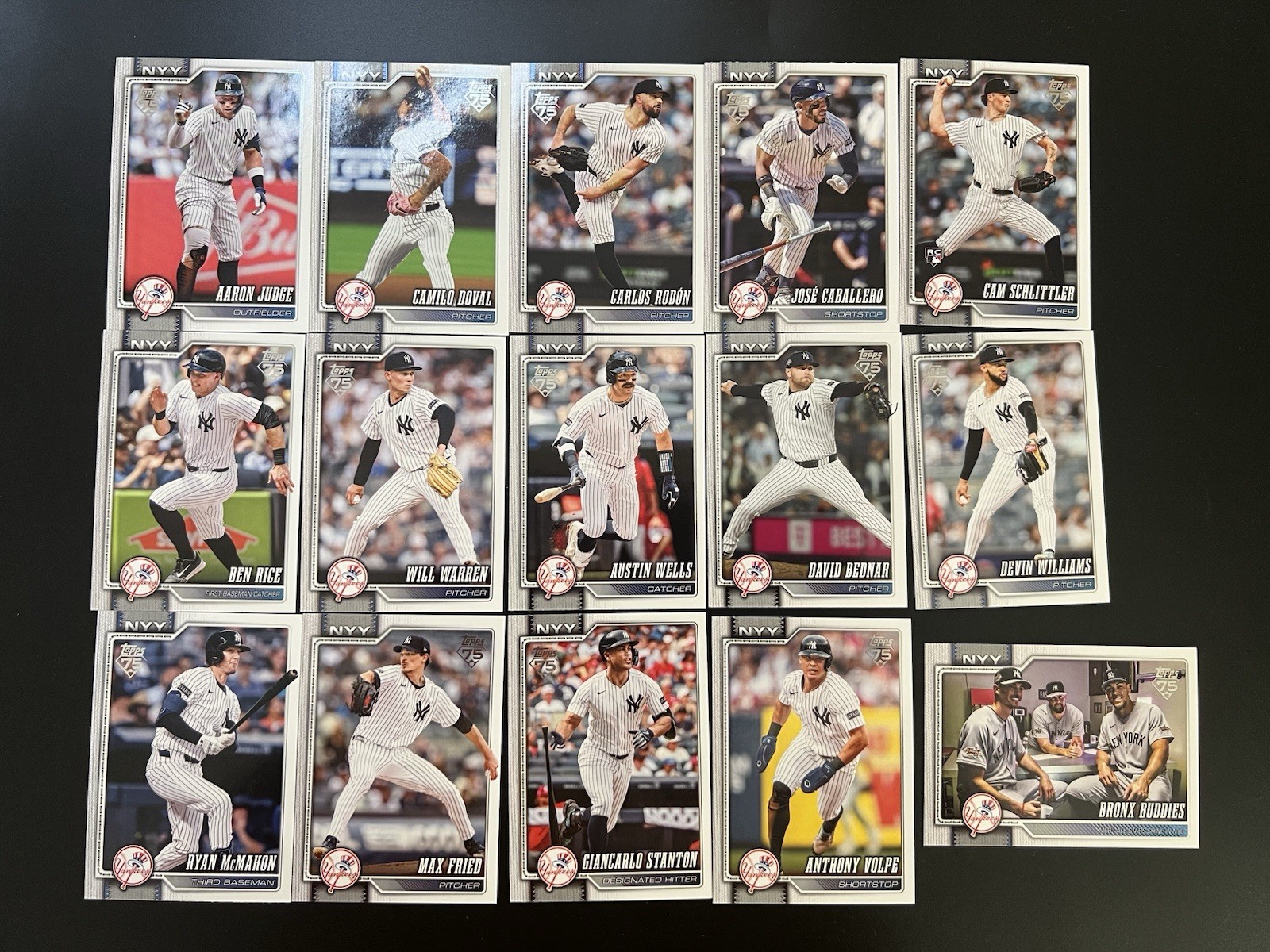 2026 Topps Series 1 New York Yankees Complete Team Set 15 Cards