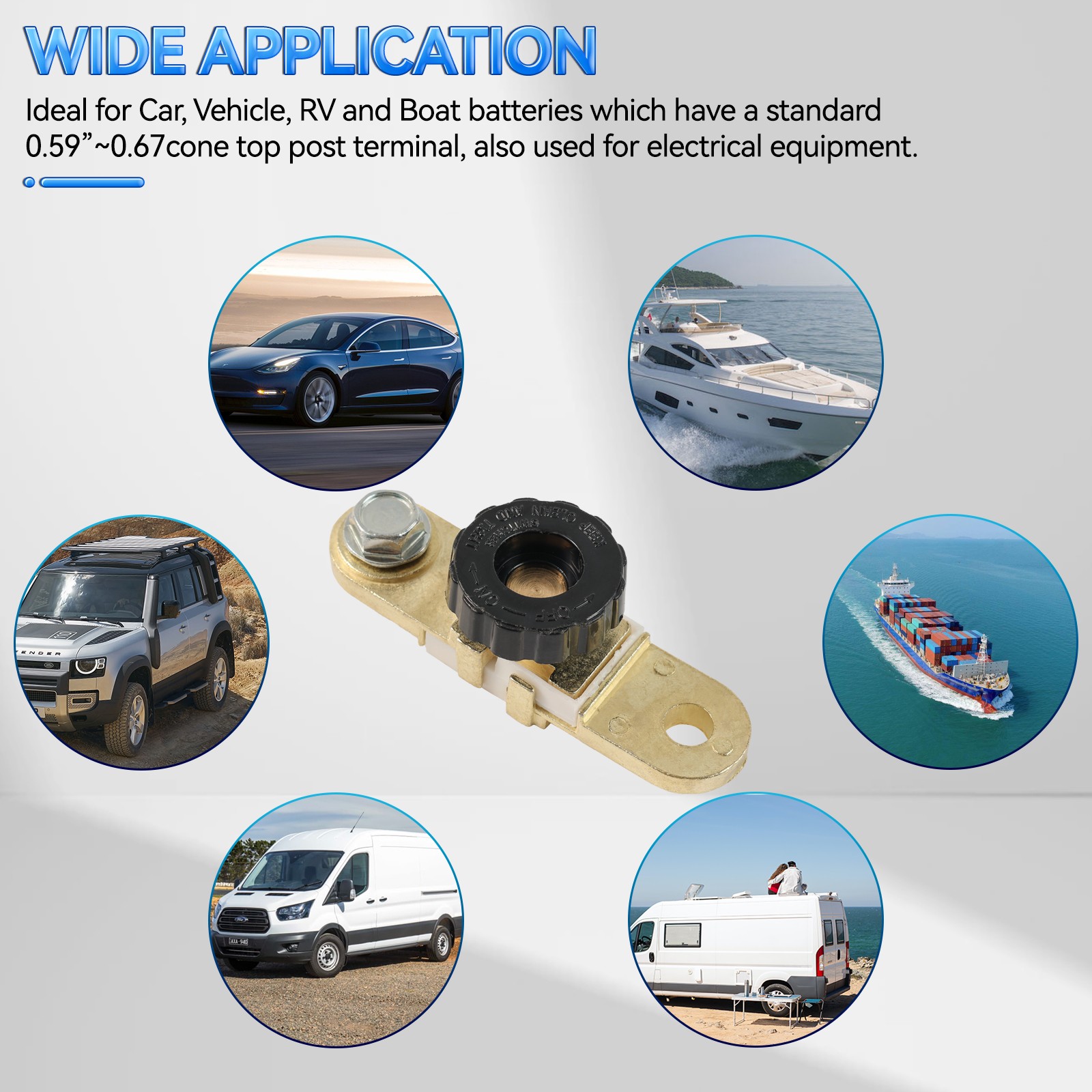 Battery Terminal Quick Disconnect Switch Side Post Battery Shut/ Cut Off Brass