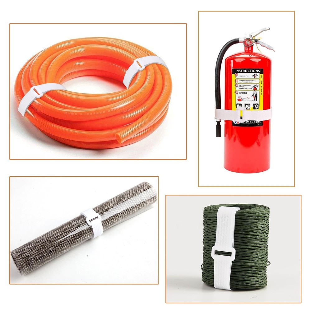 16ft Adjustable Hook Loop Cable Straps with Buckles, White Reusable Wire Mgmt