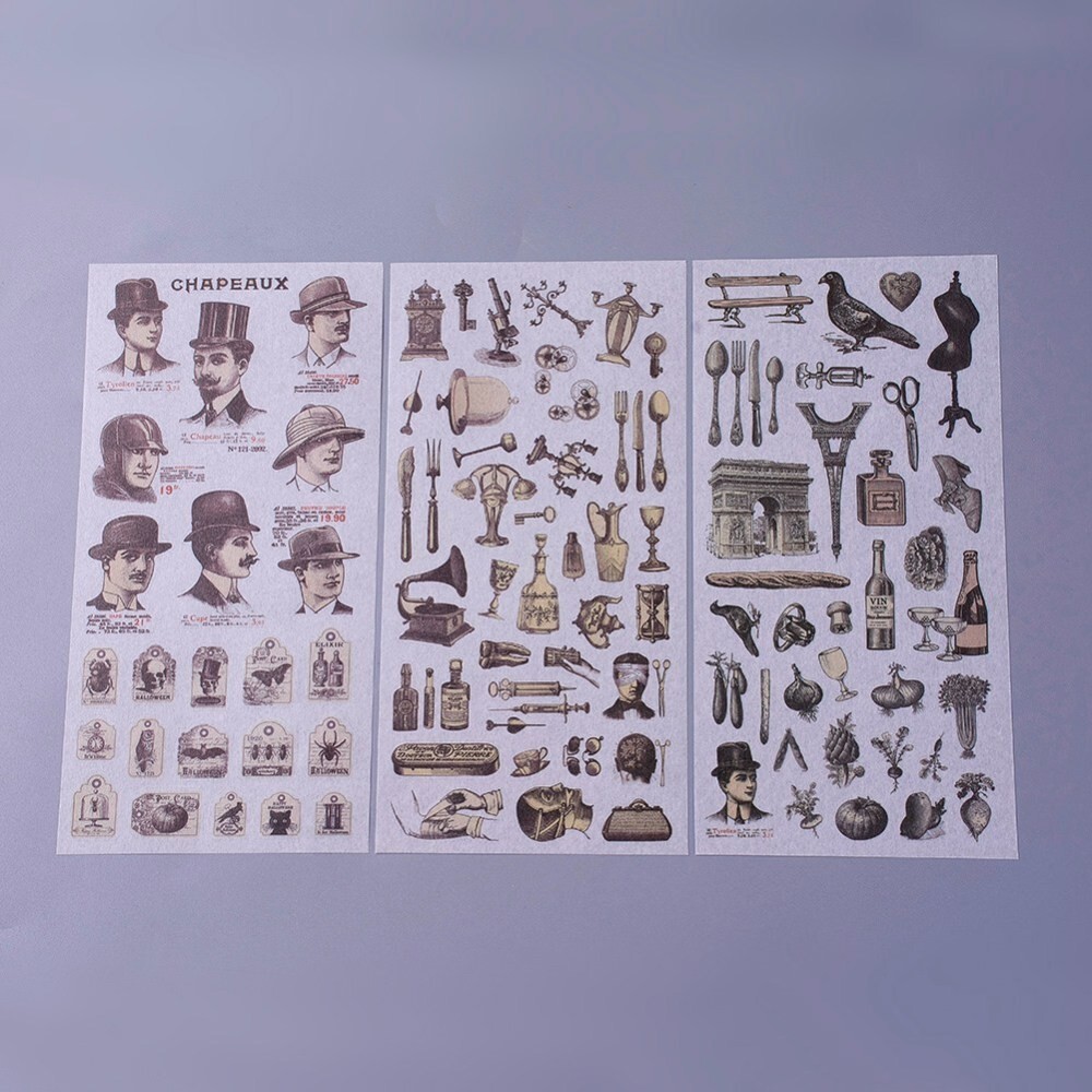 Scrapbook RETRO pattern vintage look labels stickers 3 sheets per pack Very Nice