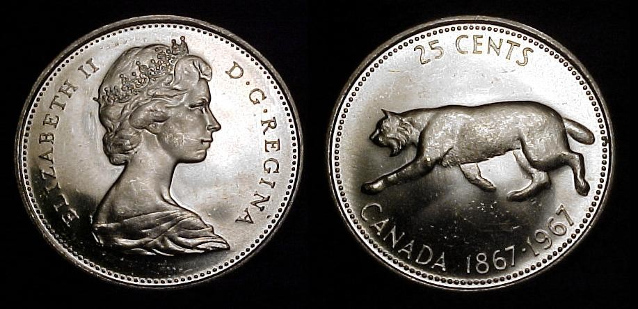 CANADA 1967 Twenty-five Cents BU