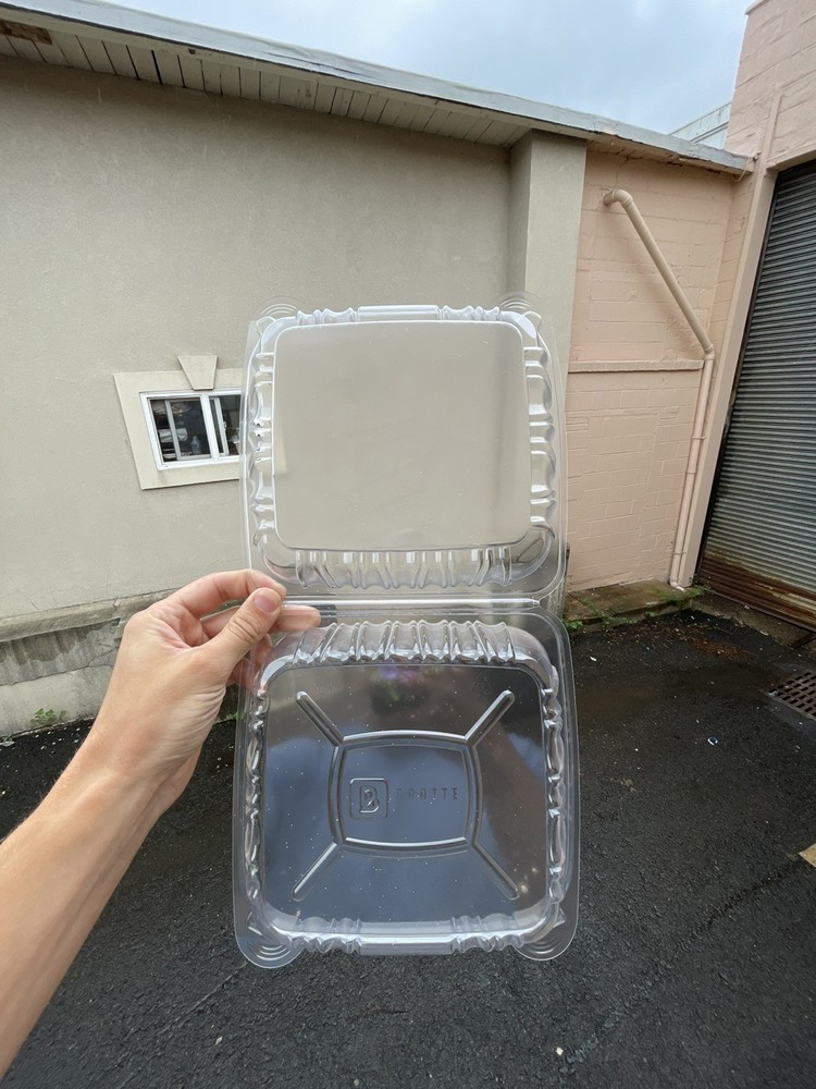 8''x8'' PET Plastic Hinged Containers - 250 ct