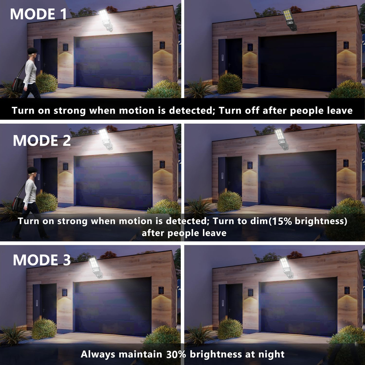 3PCS Outdoor Solar Wall Light LED Motion Sensor Bright Flood Street Lamp 3 Modes