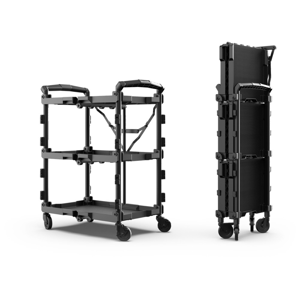 Hyper Tough Hyper Stack Foldable Collapsible Utility Cart Rolling Dolly, Black