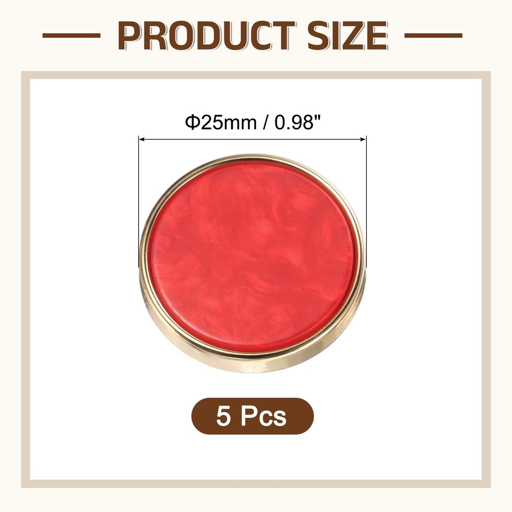 5Pcs Round Button, 25mm/1" Resin Decorative Pattern Button, Red