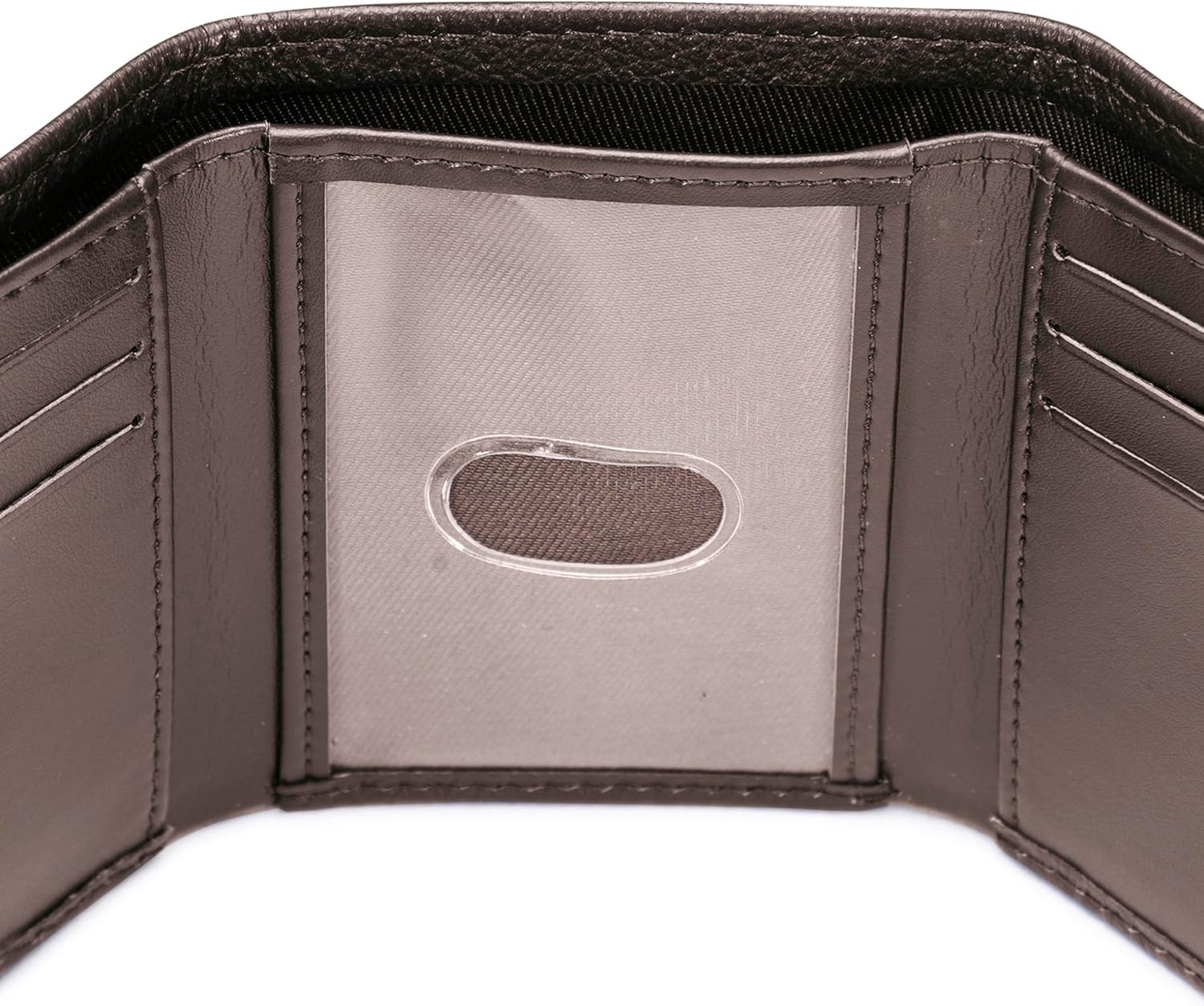 CAT Caterpillar Mens GENUINE LEATHER RFID Trifold Wallet Brown Chocolate in TIN