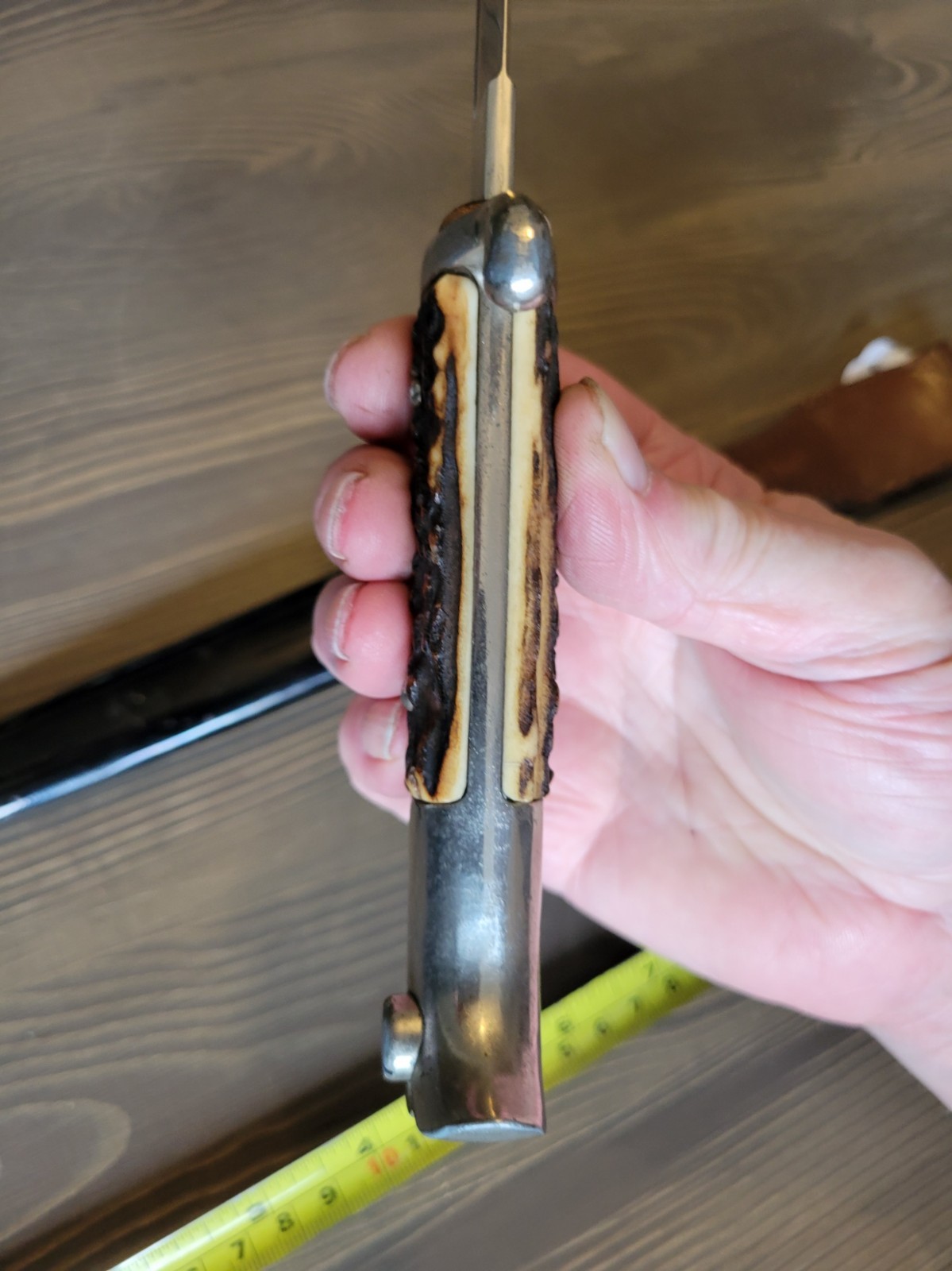 OUTSTANDING WWII German K98 Stag Handle Bayonet w/Brown Frog