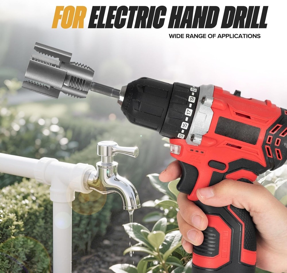 2PCS Pipe Thread Cutting Tool, Electric Drill Compatible Pvc Pipe Threader Kit~