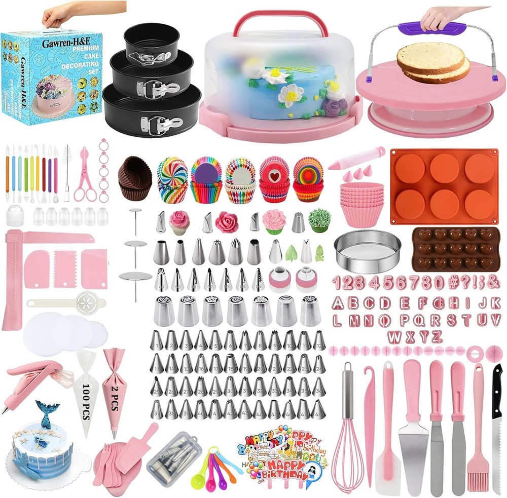 Gawren-H&E 678pcs Cake Decorating Kit,Cake Baking Suppplies with Decorating Tool