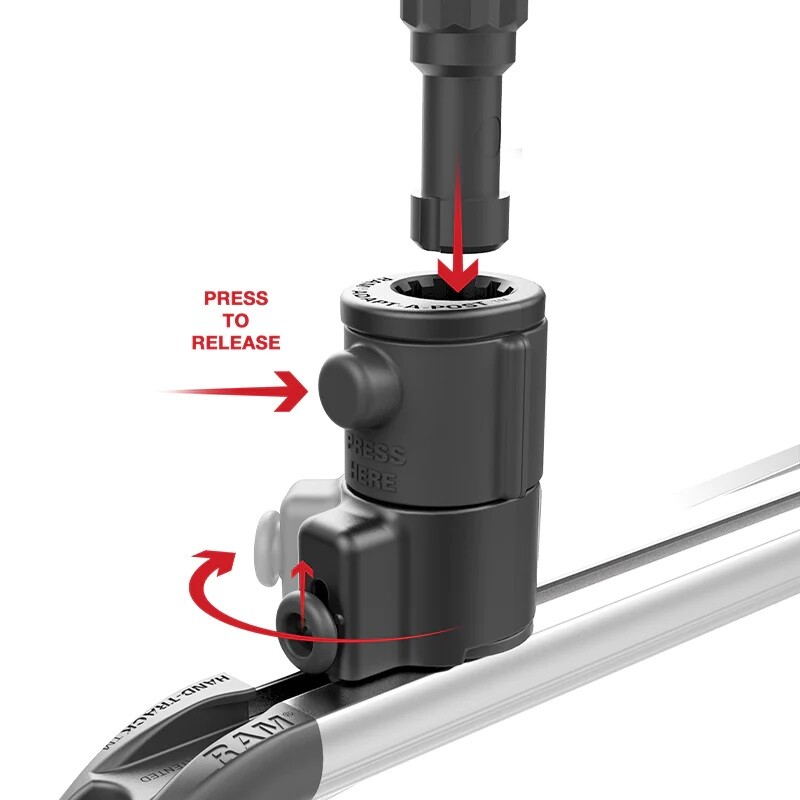 RAM Universal Quick Release Adapt-A-Post Track Base for Post and Spline Systems