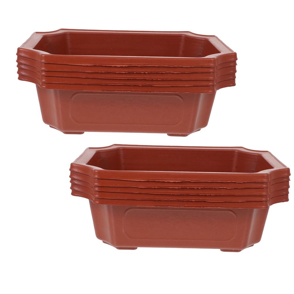 10 Pcs Rectangular Bonsai Pots Vintage Style Plastic Flower Pot for Plants