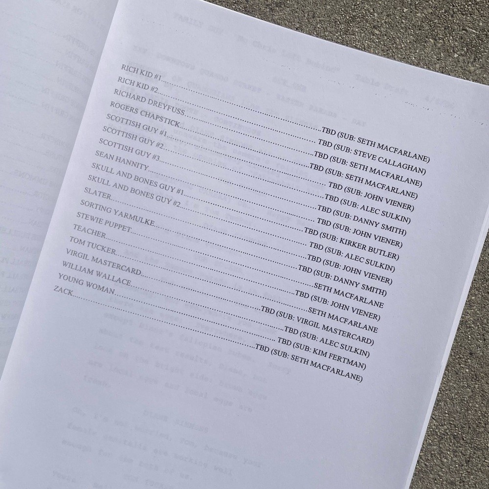 Family Guy 2006 Production Used Table Draft Script No Chris Left Behind