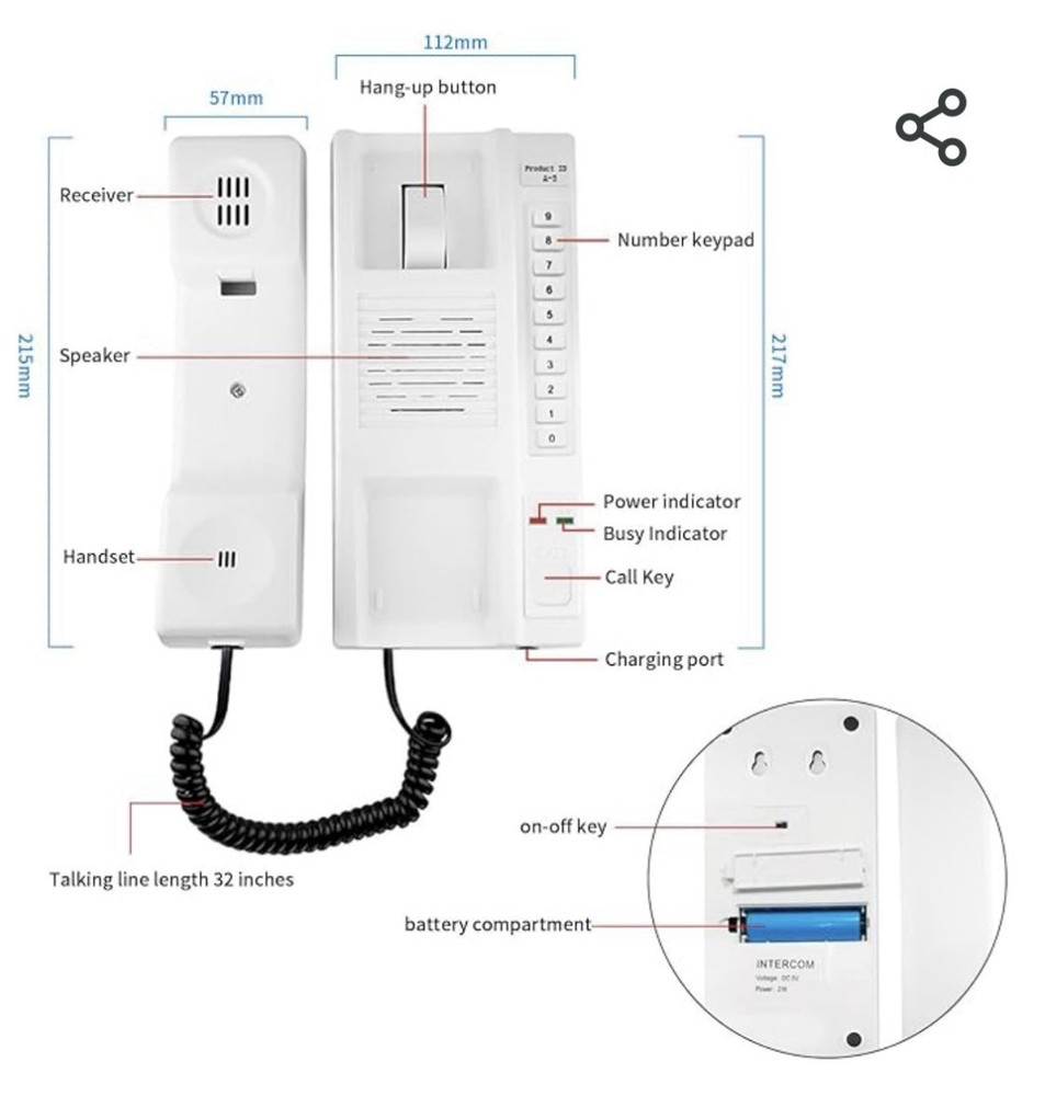 Wireless Intercom System,Intercoms Wireless with 3280 Feet Range- 2 Pack